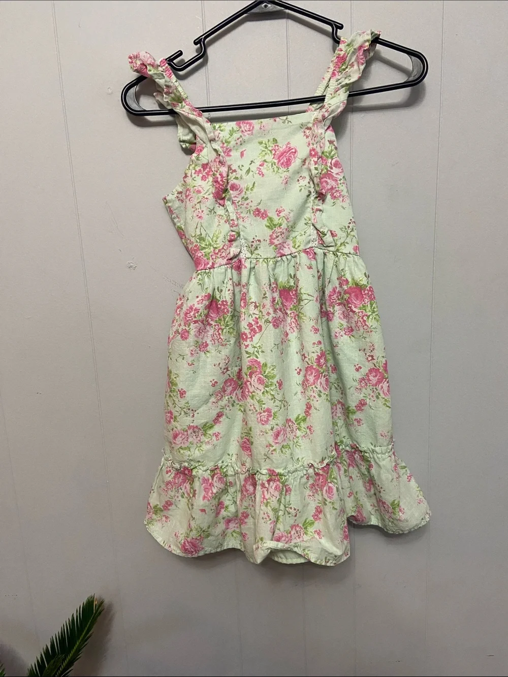 Shabby Chic Pink Floral Sundress on Mint cottagecore
